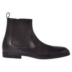 Dark brown leather ankle boots