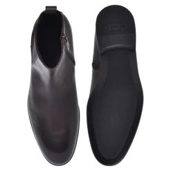 Dark brown leather ankle boots