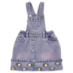 Denim Overalls med Små Roser