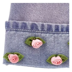 Denim Overalls med Små Roser