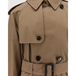 Dobbeltbrystet bomuldfrakke med bælte