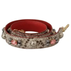 Eksotisk Beige Læder Studded Rem