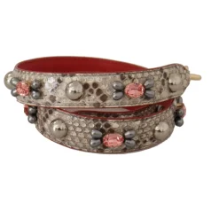 Eksotisk Beige Læder Studded Rem