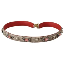 Eksotisk Beige Læder Studded Rem