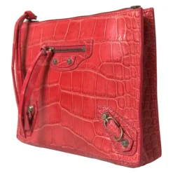 Eksotisk Rød Alligator Læder Clutch