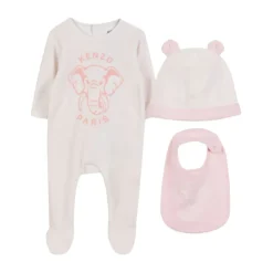 Elefant Print Beanie og Bib Sæt