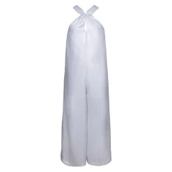 Elegant jumpsuit med krydsede stropper og skjult lynlås bagpå