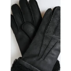 Elegant Sort Læder Vinterhandsker