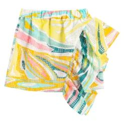 Farverigt Mini-skørt med Rynker