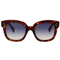 Firkantede solbriller Rød Havana Blå Linser