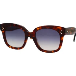 Firkantede solbriller Rød Havana Blå Linser