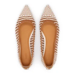 Flettede læderpumps med flad hæl