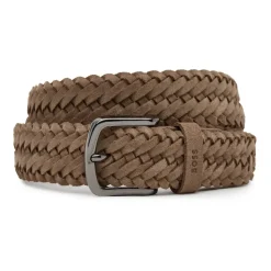 Flettet læder beige bælte