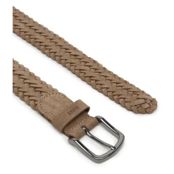 Flettet læder beige bælte