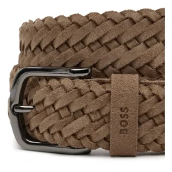 Flettet læder beige bælte