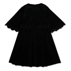 Fløjelskjole med blondeindsatser