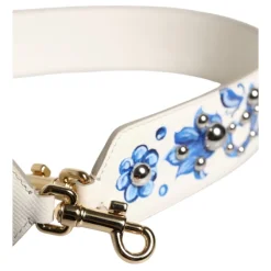 Floral Læder Skulderrem med Nitter