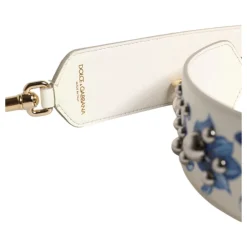 Floral Læder Skulderrem med Nitter