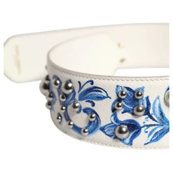 Floral Læder Skulderrem med Nitter