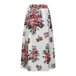 Flower Bouquet Print Poplin Lang Nederdel