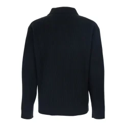 Fox Head Wool Ribbed Polo Sweater