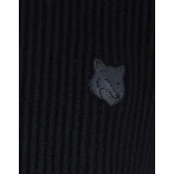 Fox Head Wool Ribbed Polo Sweater