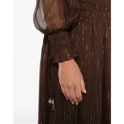 Georgette Lang Kjole Med Lurex Detalje