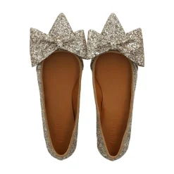 Glitter Ballerina med Sløjfe - Champagne