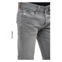 Grå Skinny Jeans med Fem Lommer