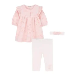 Grafisk Print Ruffled Detaljer Pink Sæt