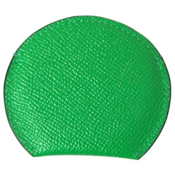 Grøn Læder Rundt Logo Håndspejlsholder