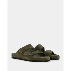 Grøn Ruskindsslides med Dobbeltremme