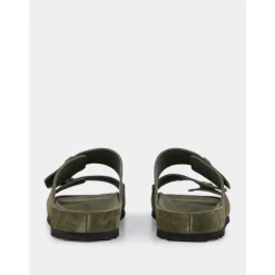 Grøn Ruskindsslides med Dobbeltremme