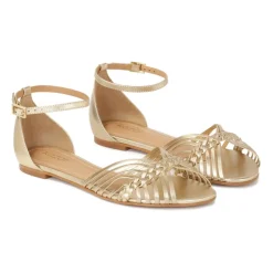 Guld flade sandaler med indbygget hæl