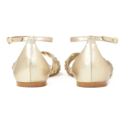 Guld flade sandaler med indbygget hæl