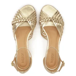Guld flade sandaler med indbygget hæl