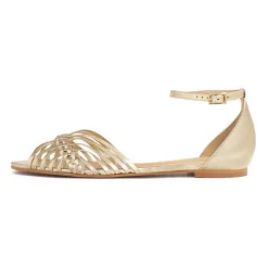 Guld flade sandaler med indbygget hæl
