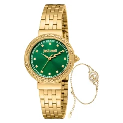 Guldarmbåndsur med grøn urskive