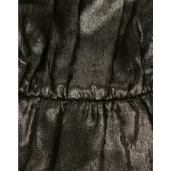 Gylden Metallic Kjole med Flæsedetaljer