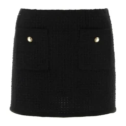 Højtaljet plisseret midinederdel