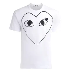 Hvid Bomuld Hjerte Front T-Shirt