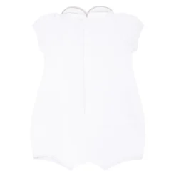 Hvid Bomulds Kjole med Slogan Broderi