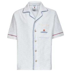 Hvid Bowling Krave Skjorte med Guld Detaljer