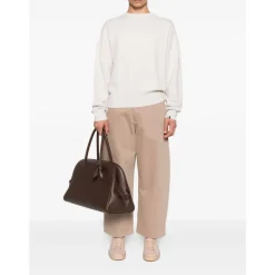 Hvid Cashmere Sweater med Crew Neck