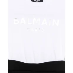 Hvid Crew Neck Kjole med Logo