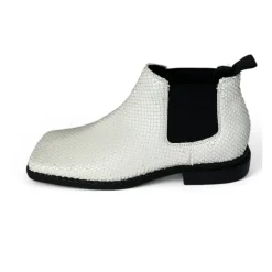 Hvid læder ankelstøvle krybdyrsmønster