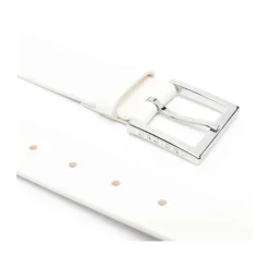 Hvid Læderbælte med Pin-Spænde
