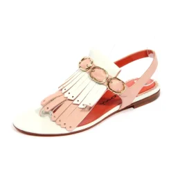 Hvid lædersandal med tårem