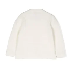 Hvid sweater til børn med logo-patch og quiltet front