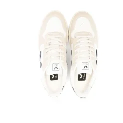 Hvide lædersneakers med flerfarvede detaljer